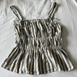 Universal Thread Striped Linen/Cotton Tank, Sz L